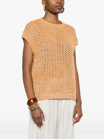 Herno Open Knit Jacket In Brown