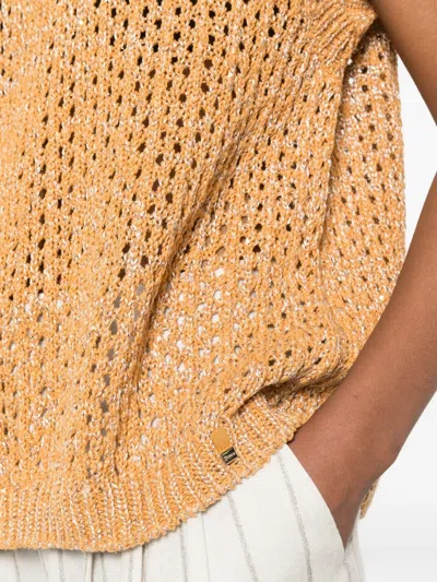 Herno Open Knit Jacket In Brown