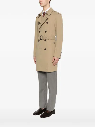 Montecore Belted Double-breasted Coat In Brown