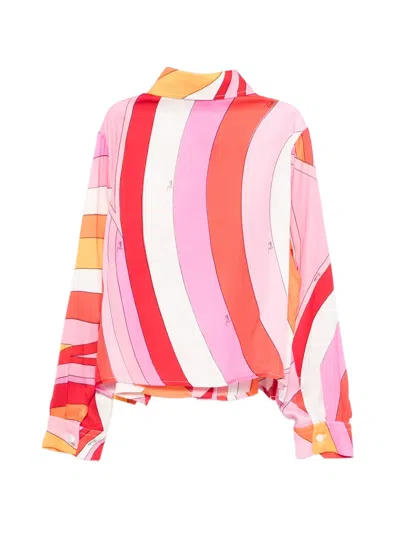 Pucci Junior Striped Buttoned Shirt In Multi