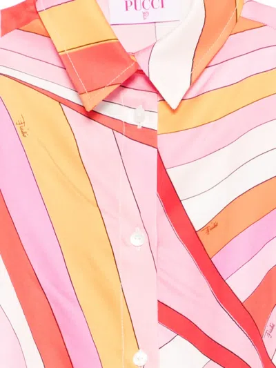 Pucci Junior Striped Buttoned Shirt In Multi