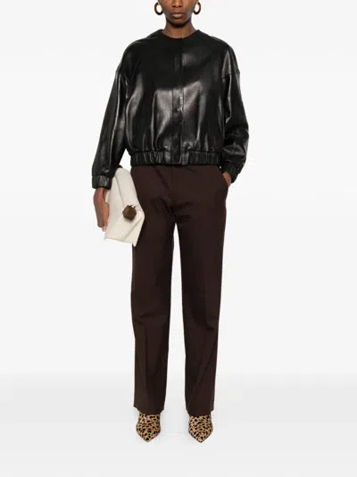 Kiton Ribbed Leatherjacket In Black