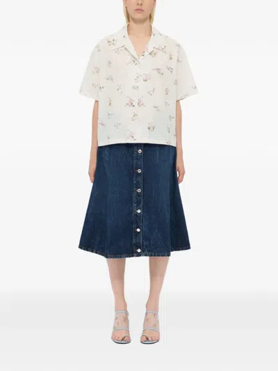 Msgm Floral-print Shirt In White