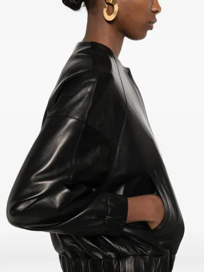 Kiton Ribbed Leatherjacket In Black