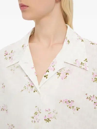 Msgm Floral-print Shirt In White