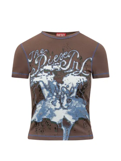 Diesel T-shirt Woman Color Brown In Brown