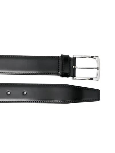 Church's Leather Belt Square Buckle Adjustable Fit In Black