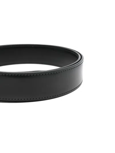 Church's Leather Belt Square Buckle Adjustable Fit In Black