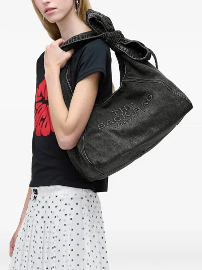 Marc Jacobs Black Bow Large Sack Bag In Gray