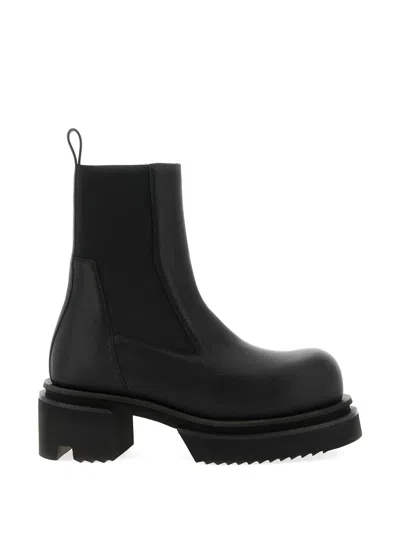 Rick Owens Chunky Sole Ankle Boots With Elastic Panels In Black