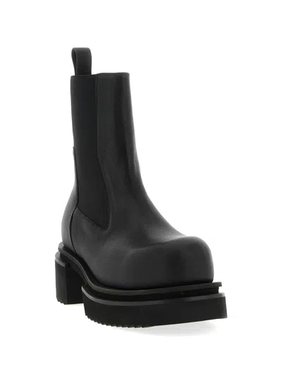 Rick Owens Chunky Sole Ankle Boots With Elastic Panels In Black