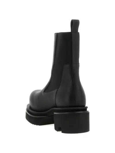 Rick Owens Chunky Sole Ankle Boots With Elastic Panels In Black