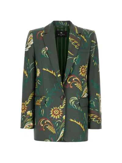 Etro Long-sleeved Jacket In Green