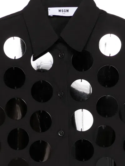Msgm Sequin-appliqué Shirt In Black