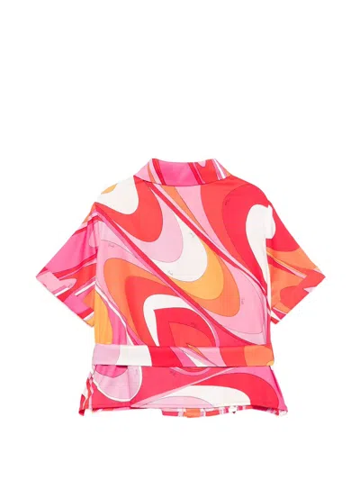 Pucci Junior Tie-waist Patterned Shirt In Multi