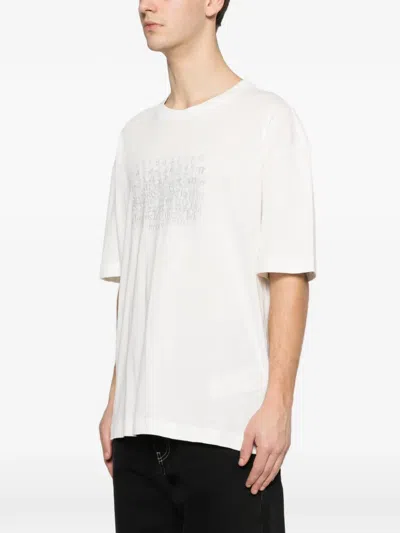Maison Margiela Neutrals Scattered Numbers Rectangular Cotton T-shirt In White