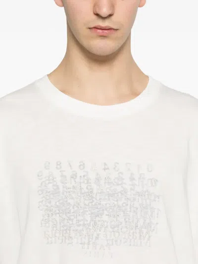 Maison Margiela Neutrals Scattered Numbers Rectangular Cotton T-shirt In White