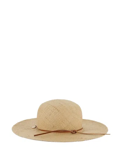 Chloé Logo-embroidered Straw Hat In Blue