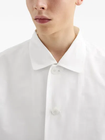 Jil Sander Single-breasted Button Technical Coat In White