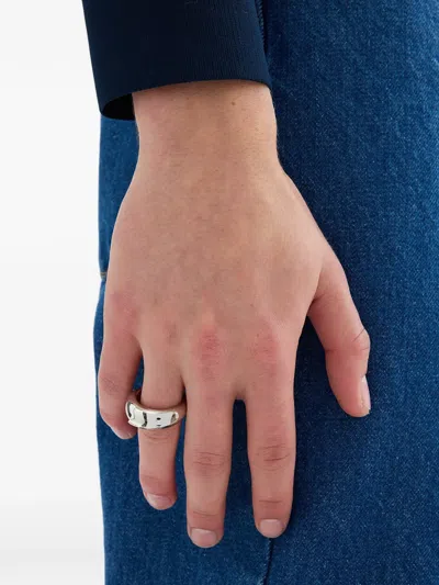 Jil Sander Engraved Logo Brass Ring In Metallic