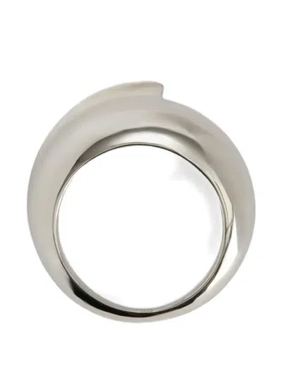 Jil Sander Engraved Logo Brass Ring In Metallic