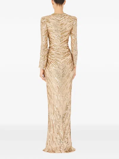 Jenny Packham Darcy Sequin-embellishment Maxi Dress In Gold