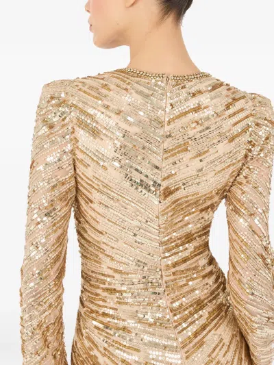 Jenny Packham Darcy Sequin-embellishment Maxi Dress In Gold