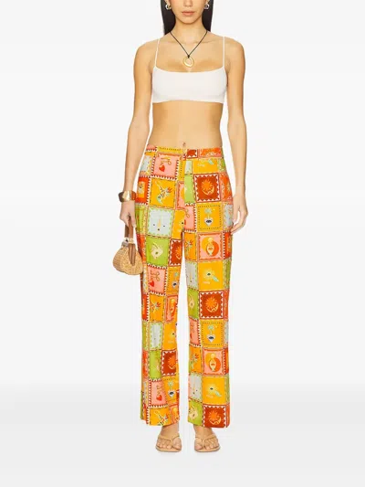 Never Fully Dressed Patchwork-print Trousers In Orange