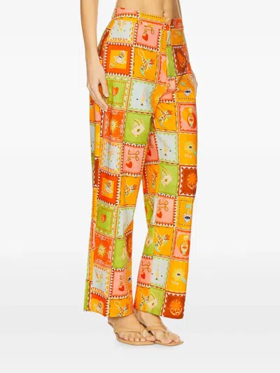 Never Fully Dressed Patchwork-print Trousers In Orange