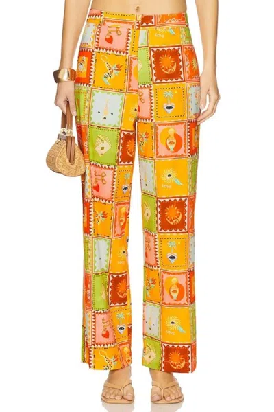 Never Fully Dressed Patchwork-print Trousers In Orange