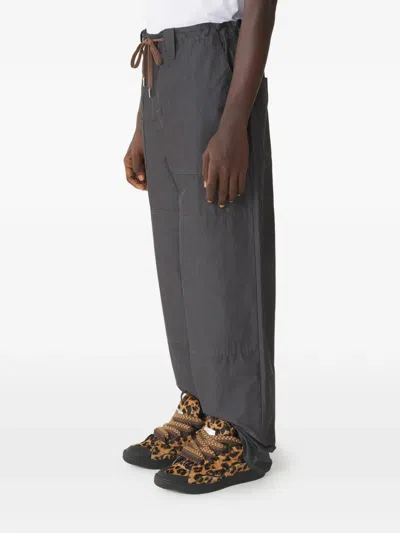 Lanvin Gray Wide-leg Chambray Cargo Pants In Gray