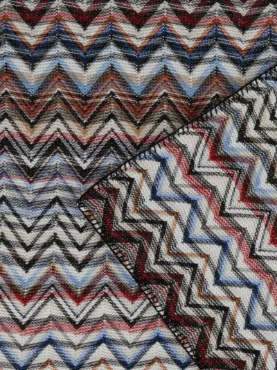 Missoni Zigzag-pattern Blanket In Brown
