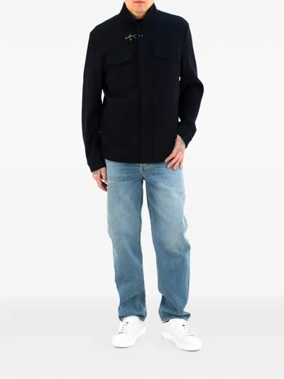 Fay Hook-fastening Flap-pocket Jacket In Blue