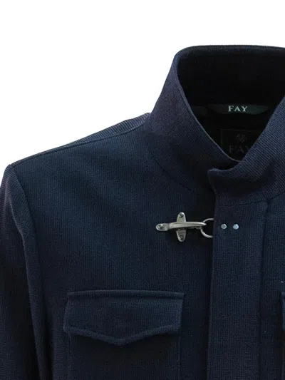 Fay Hook-fastening Flap-pocket Jacket In Blue