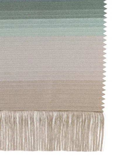 Missoni Fringed Stripe Blanket In Brown