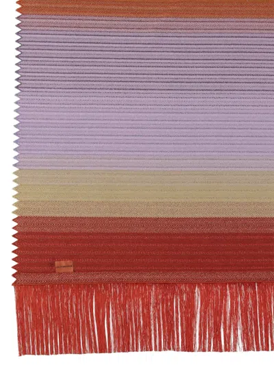 Missoni Fringed Stripe Blanket In Brown