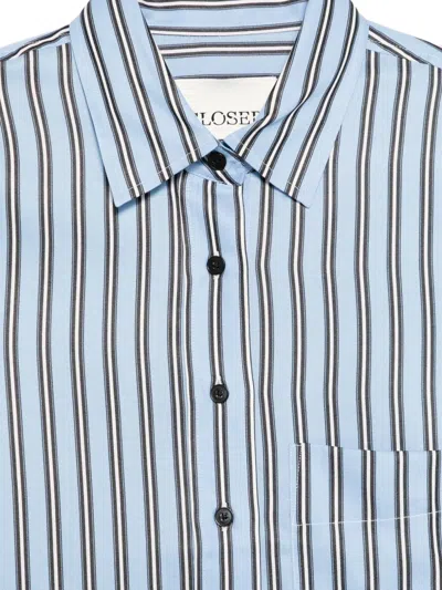 Closed Sky Blue Regular Stripes Shirt In Blue