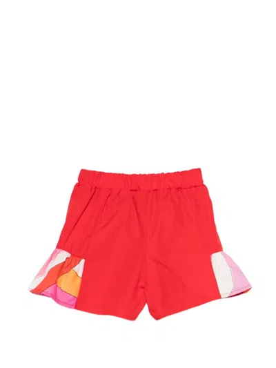 Pucci Junior Ruffled Shorts In Red