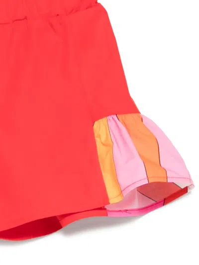 Pucci Junior Ruffled Shorts In Red