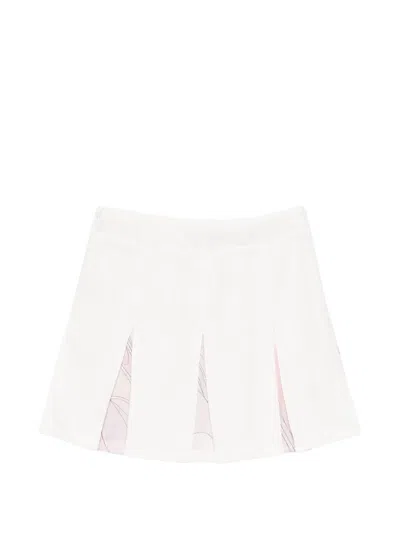 Pucci Junior Pleated Printed Skirt In White