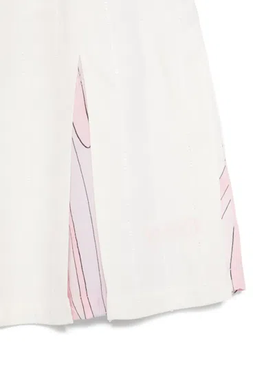 Pucci Junior Pleated Printed Skirt In White