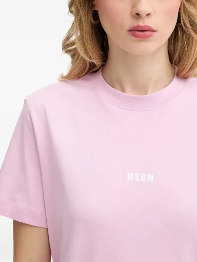 Msgm Logo-detail T-shirt In Pink