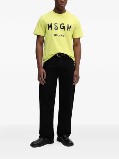 Msgm Logo-detail T-shirt In Yellow