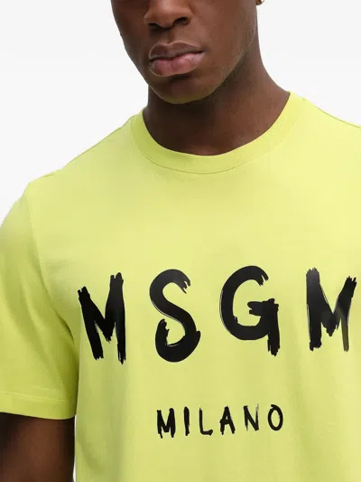 Msgm Logo-detail T-shirt In Yellow