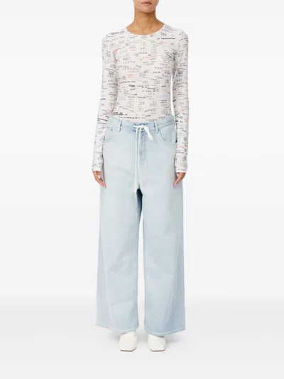 Mm6 Maison Margiela Denim Trousers Wide Leg Five Pocket In Blue