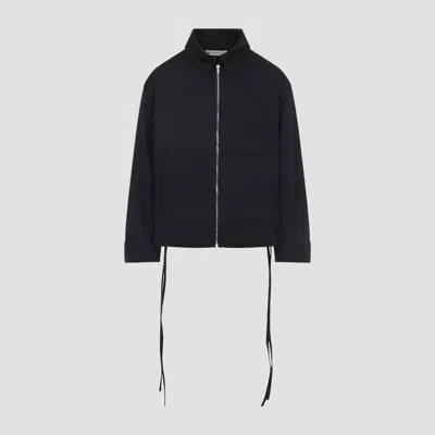 Mordecai Layered Jacket Point Collar Adjustable Drawstrings In Black