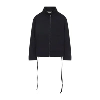 Mordecai Layered Jacket Point Collar Adjustable Drawstrings In Black