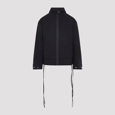 Mordecai Layered Jacket Point Collar Adjustable Drawstrings In Black