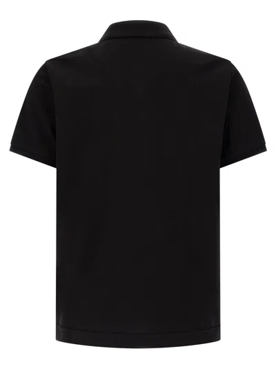 Moncler Logo Patch Cotton Piquet Polo Shirt In Black