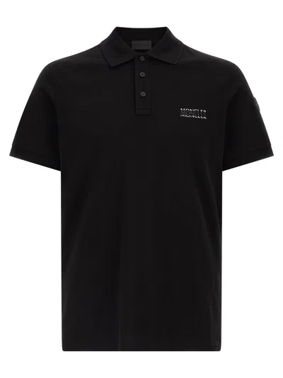Moncler Polo T-shirt With Logo-patch In Black